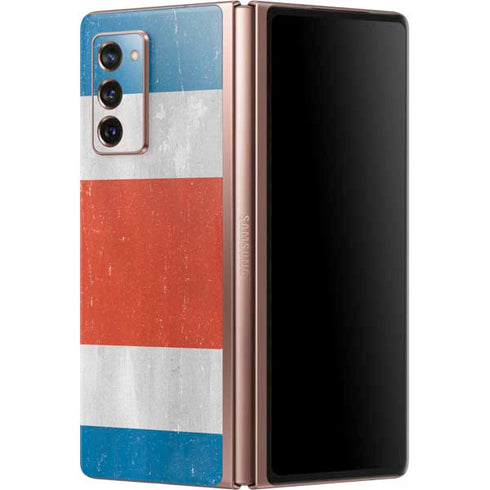 Costa Rican Flag Distressed Galaxy Z Fold2 5G Skin